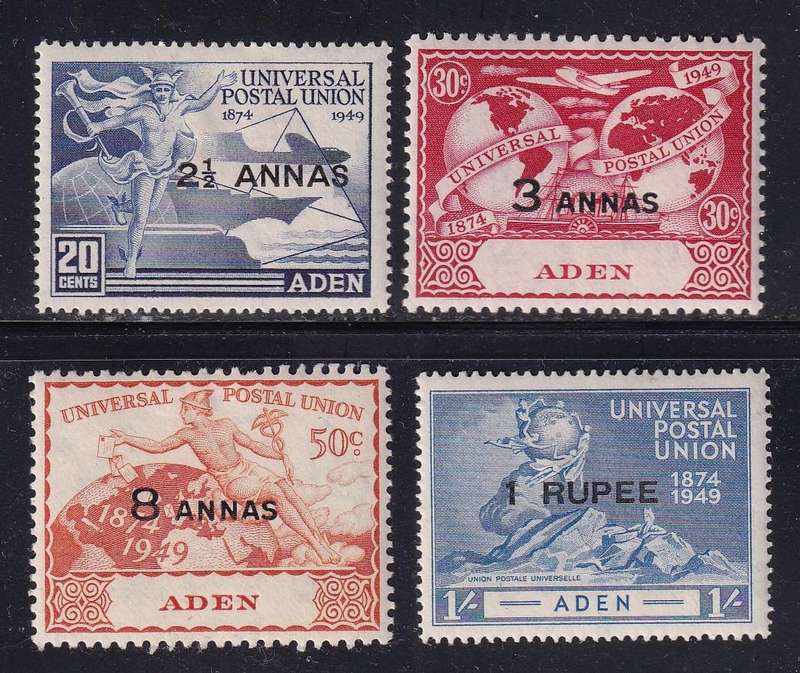 Aden 1949 UPU set, MVLH         (SG 32-35)