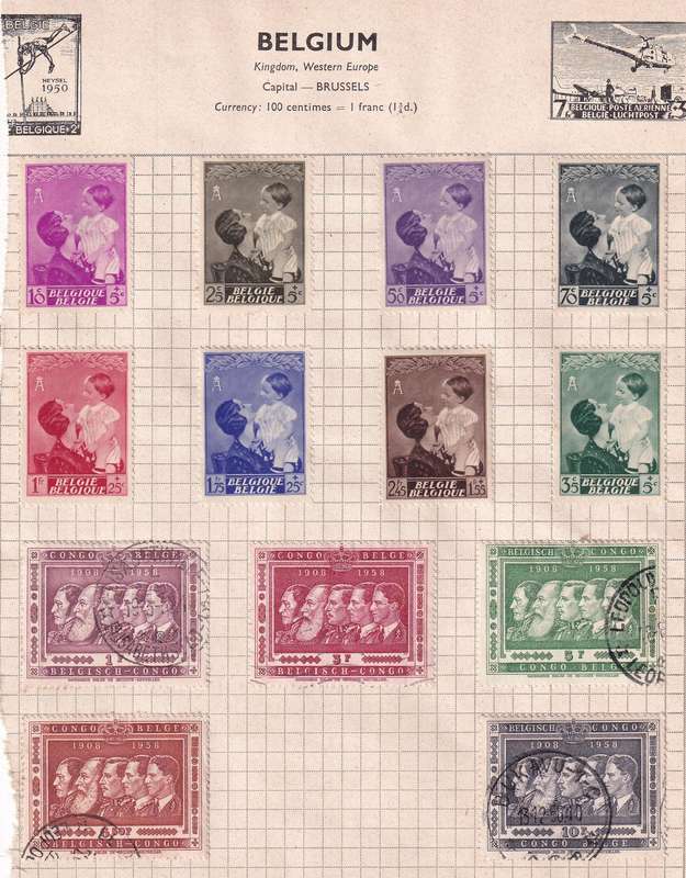 Belgium part sets, M/H & used                 (4 x SCANS, some stamp adherence to pages)