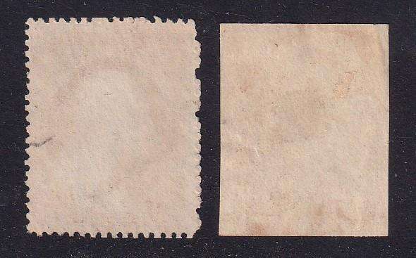 USA 1851 & 1857 3c Washington Perforated & imperforated, used            (NO TEAR ,SG 13a & 28)