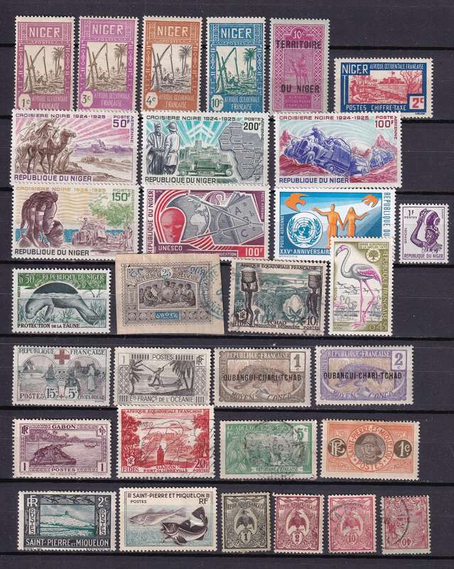 France and colonies part sets, M/H & used                 (10 X SCANS)