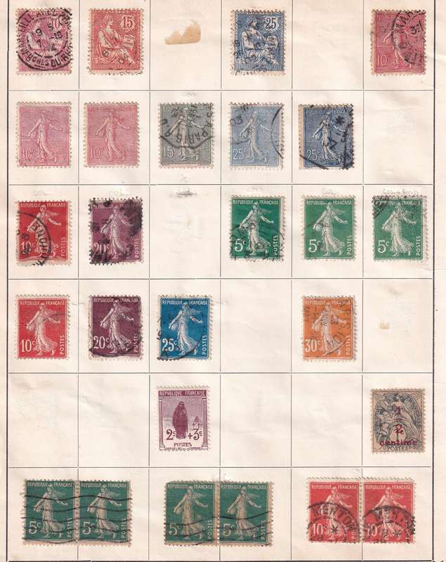 France sets and part sets , M/H & used             (15 X SCANS, some stamps adherence on pages))