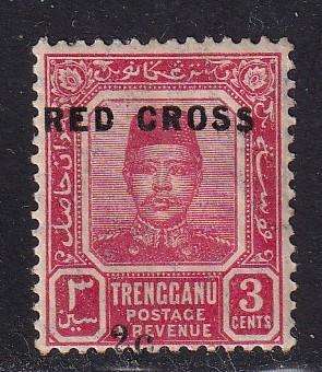 Malayasia TRENGGANU 2c on 3c carmine RED CROSS, used              (SG 19, CV £11)