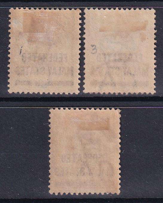Malaysia Federated states 1900 overprinted (T1) part set , used                (SG 1,3,5 , CV £66)