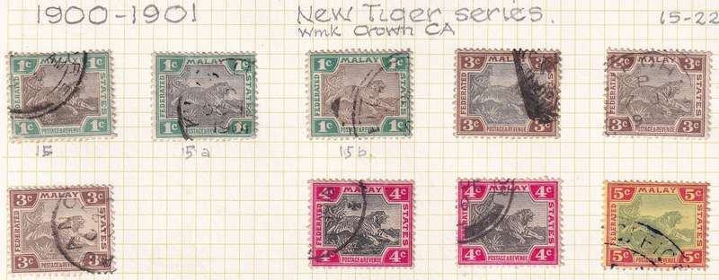 Malaysia Federated states 1900-1901 part set , used                (SG 15> CV +£40)