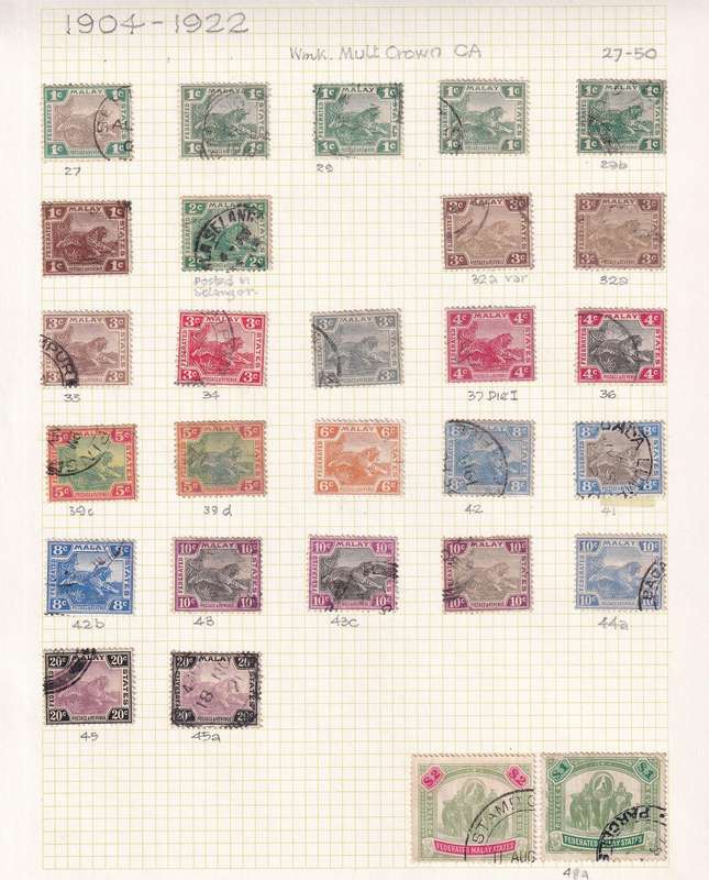 Malaysia Federated states 1904-22 part set , used                (SG 27>49, CV +£300)