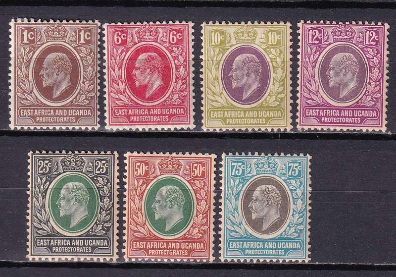 British East Africa and Uganda Protectorate 1907-08 KE Part set , M/H          (SG 34> , CV £65)
