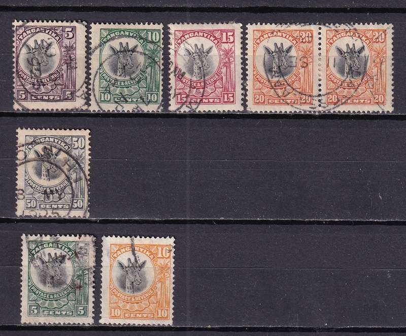 Tanganyika 1922 & 1925 part sets, used                     (SG 74> )