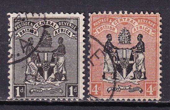 Nyasaland British Central Africa 1897-1900 part set (CA), used    (SG 43,45)