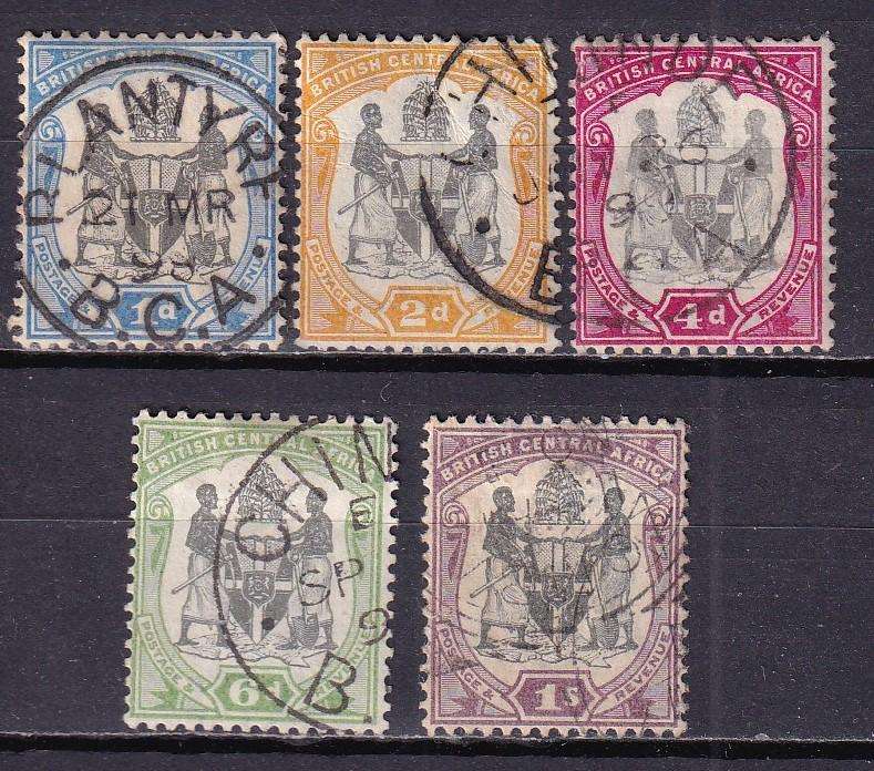 Nyasaland British Central Africa 1897-1900 set (CA) , M/H        (SG 43-47,CV £16)