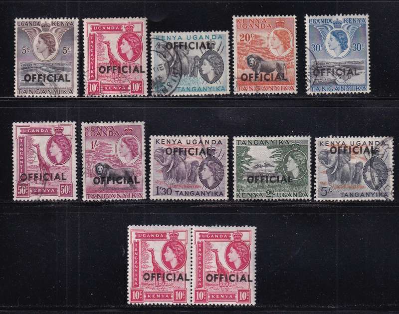 Kenya Uganda Tanganyika (KUT) 1959 QE OFFICIAL part set , used             (SG O1>)