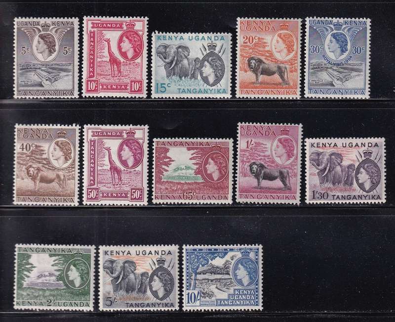 Kenya Uganda Tanganyika (KUT) 1954-59 QE part set to 10s , M/H (SG 167-179, CV £132)