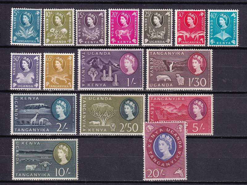 Kenya Uganda Tanganyika (KUT) 1960-62 QE complete set , MLH         (SG 183-198, CV £70)