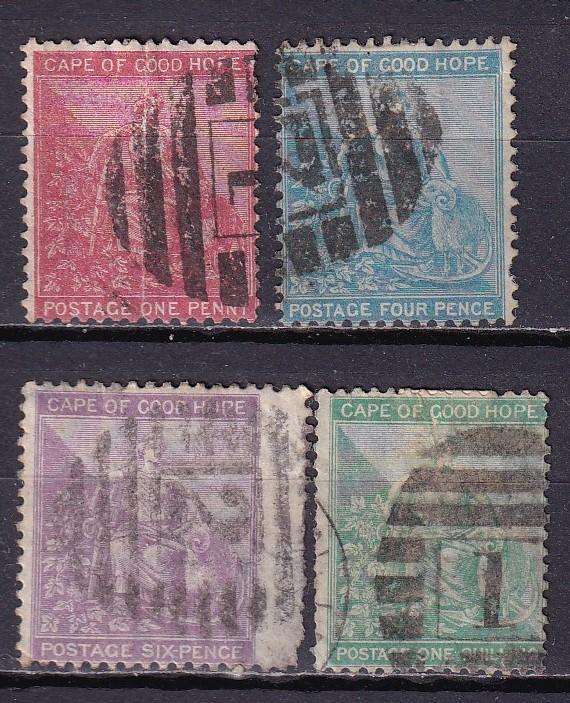 Cape of Good Hope 1864-77 complete set (CC) , used    (SACC 18-21, R2000)