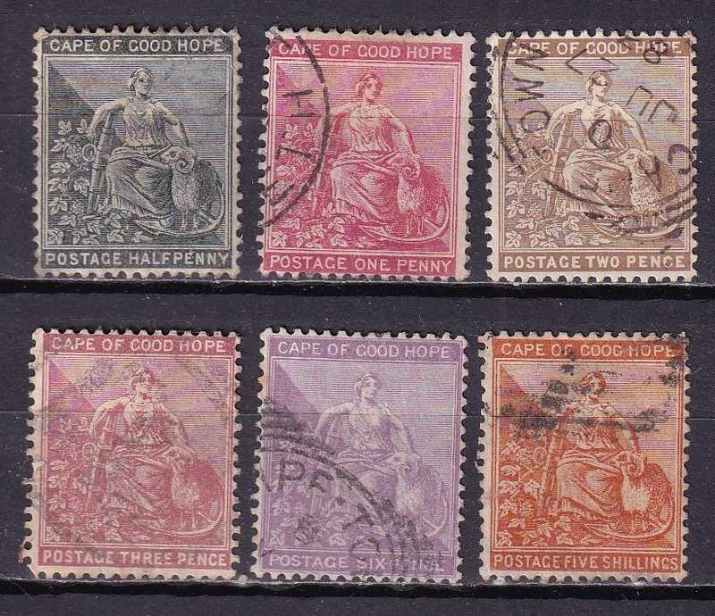 Cape of Good Hope 1882-83  complete set (CA) , used    (SACC 35-40, R4700)