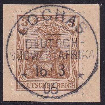 German South West Africa 1906 GOCHAS postmark on germania issue, used on piece