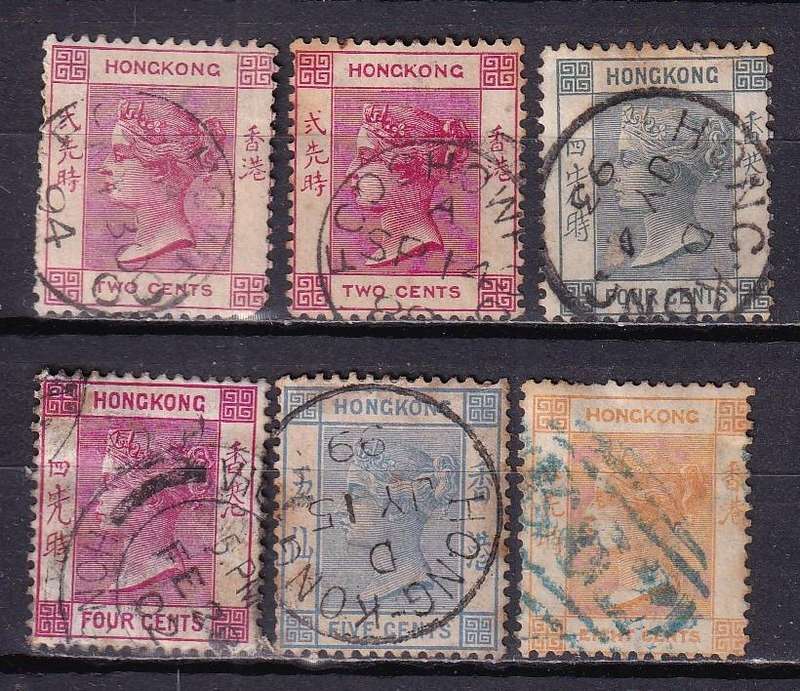 Hong Kong 1882-1896 QV part sets(CA) , used                    (SG 32>, CV £65 )