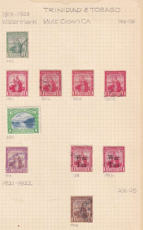 Trinidad & Tobago 1913>part set, used               (SG 149> , 4 SCANS))