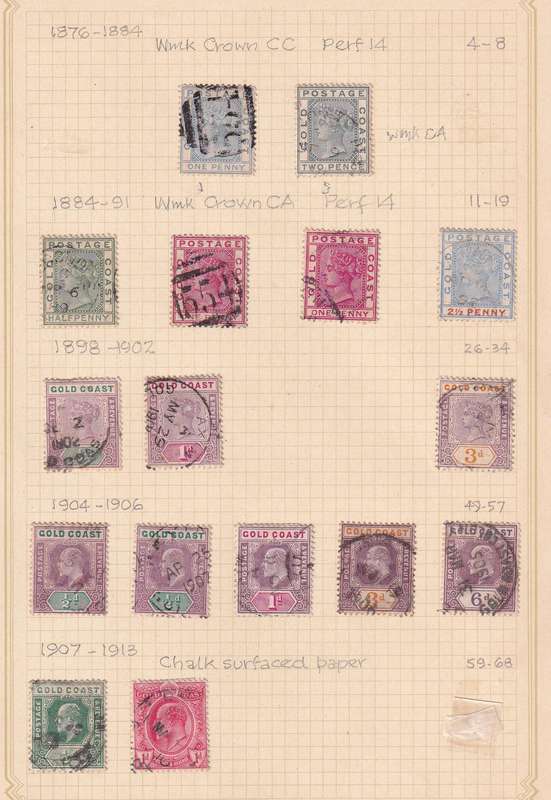 Gold Coast QV 1876> part sets , used        (3 x scans)