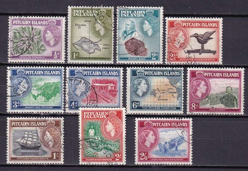 Pitcairn Islands QE 1957-60 set , used                    (SG 18-28, CV £26)