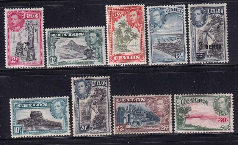 Ceylon 1938-49 KG VI part sets, M/H                (SG 386>)