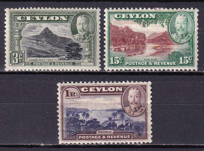 Ceylon 1935-36 KG V part set, M/H                (SG 369>, CV £40)