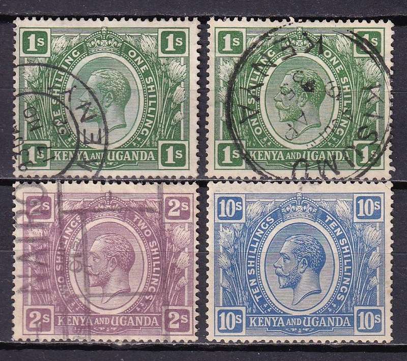 Kenya and Uganda 1922 KG V part set (10s) , M/H               (SG 87,88,94, CV £90)