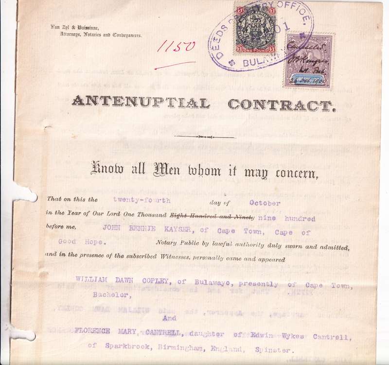 BSAC 1897 Additional values Definitive issue £1 perfin revenue used on document  (SACC 65, CV R3150)