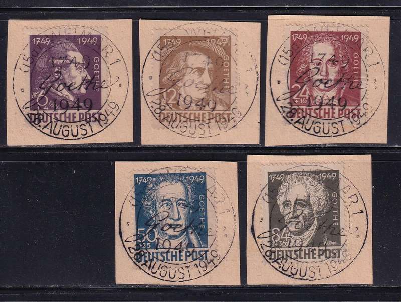 Germany 1949 Goethe set used on piece             (SG R55-59)