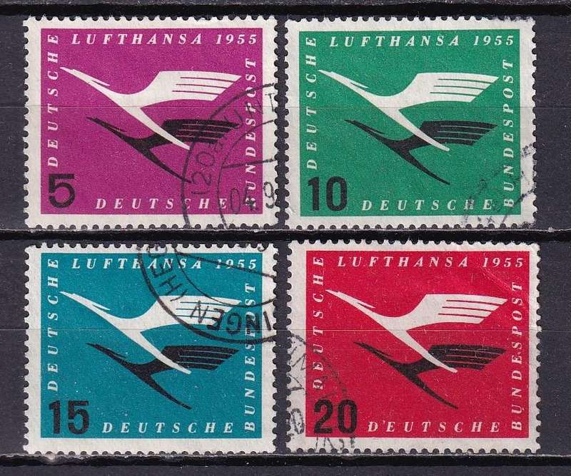 Germany 1955 Lufthansa set, used       (SG 1131-1134, CV £26)