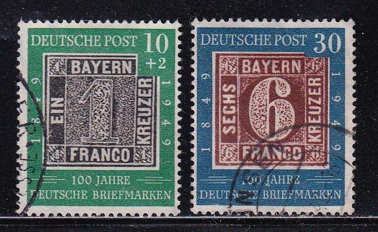 Germany (West) 1949 Centenary part set , used           (SG 1035 & 1037, CV £58)
