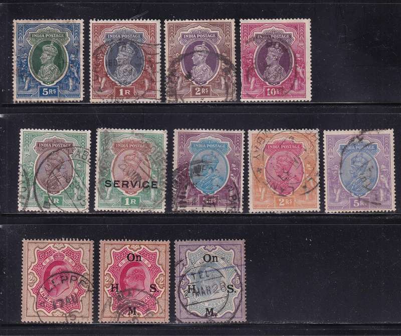 India KE, KG V high values , used