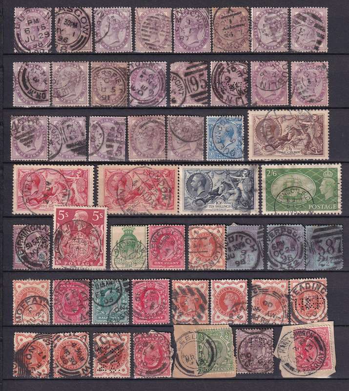 GB QV, KGV > POSTMARK lot , used                 (3 X SCANS)