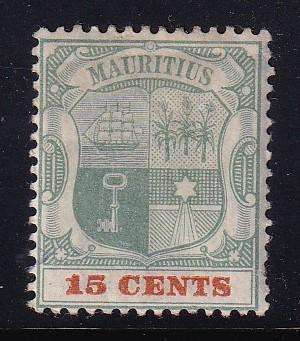 Mauritius 1900-05 15c green and orange (CA), M/H           (SG 149>, CV £28)
