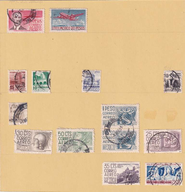 South America (Mexico, Guatemala, Costa Rica, Haiti, Colombia) lot used on 11 scans (stamp adherence