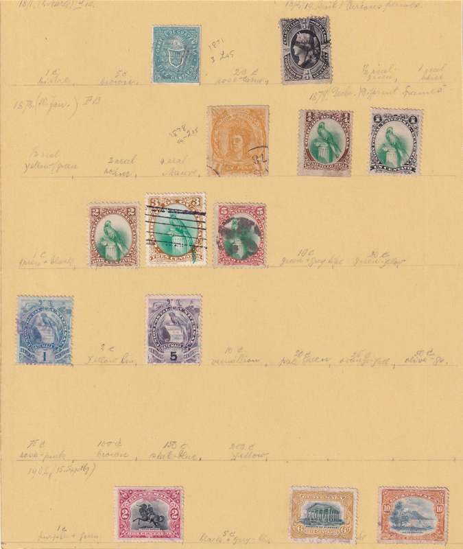 South America (Mexico, Guatemala, Costa Rica, Haiti, Colombia) lot used on 11 scans (stamp adherence