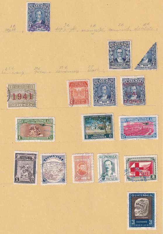 South America (Mexico, Guatemala, Costa Rica, Haiti, Colombia) lot used on 11 scans (stamp adherence