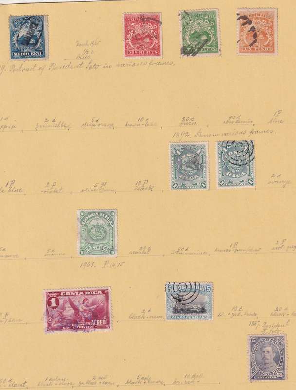 South America (Mexico, Guatemala, Costa Rica, Haiti, Colombia) lot used on 11 scans (stamp adherence