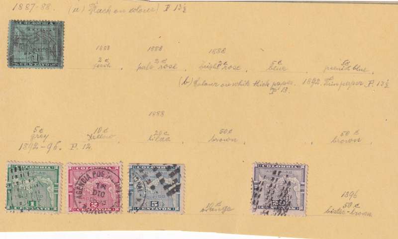 South America (Mexico, Guatemala, Costa Rica, Haiti, Colombia) lot used on 11 scans (stamp adherence