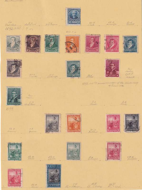 Argentina 1858 > part sets, used                   ( 12 SCANS, some stamp adherence to pages)