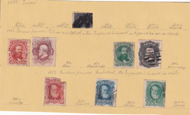 Brazil & Chile 1850> part sets, used              (12 x scans, some stamp adherence to pages)