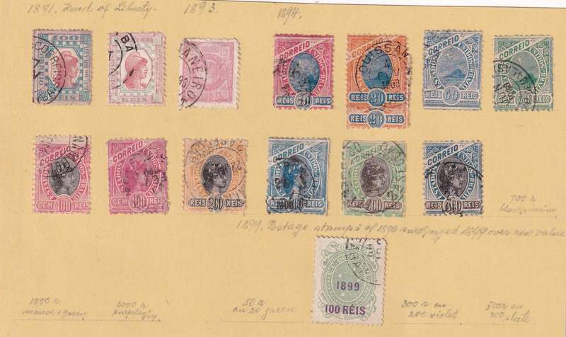 Brazil & Chile 1850> part sets, used              (12 x scans, some stamp adherence to pages)