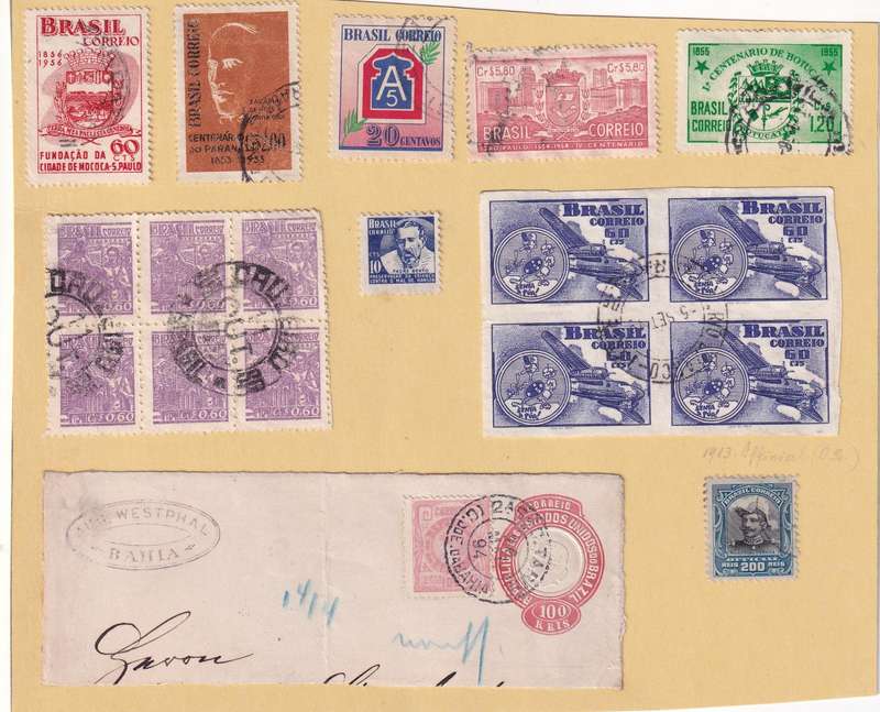 Brazil & Chile 1850> part sets, used              (12 x scans, some stamp adherence to pages)