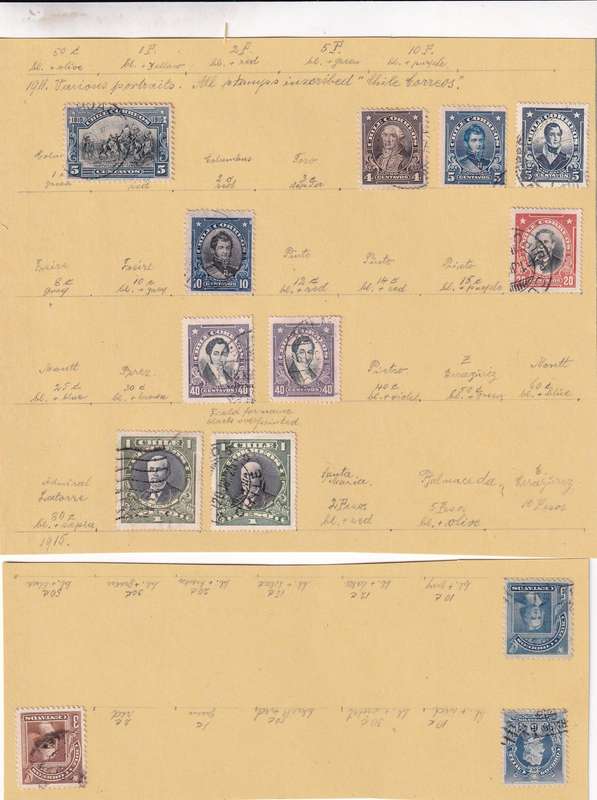 Brazil & Chile 1850> part sets, used              (12 x scans, some stamp adherence to pages)
