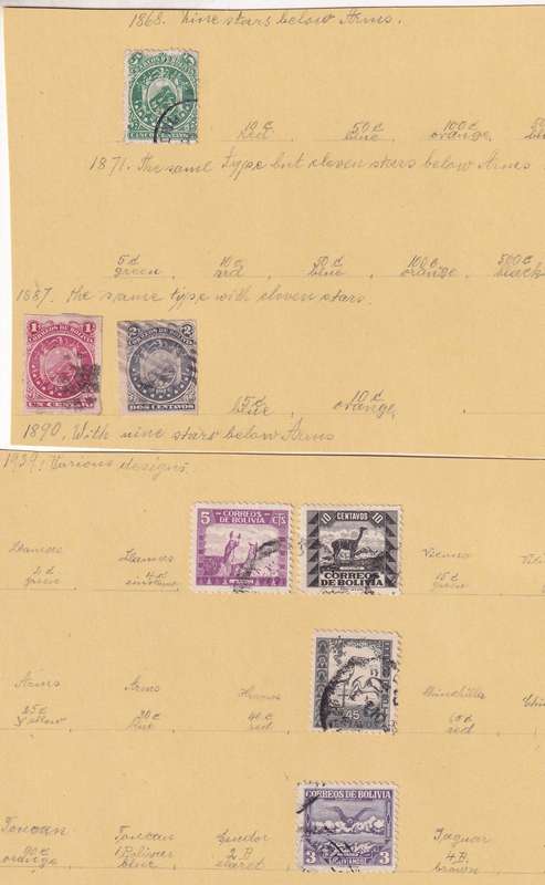 South America (Bolivia, Cuba, Dominica, Colombia,Peru) lot used on 11 scans (stamp adherence