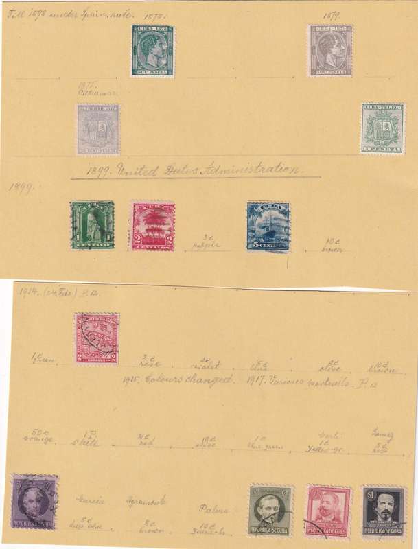 South America (Bolivia, Cuba, Dominica, Colombia,Peru) lot used on 11 scans (stamp adherence