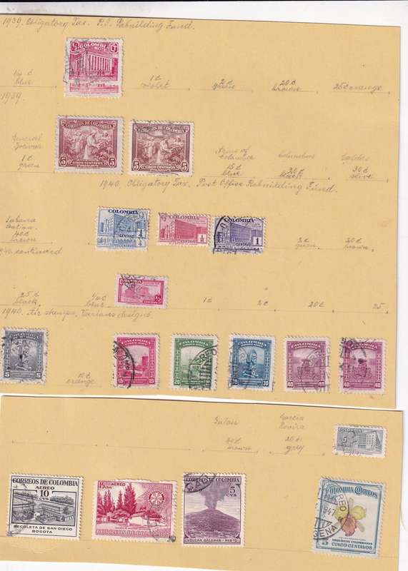 South America (Bolivia, Cuba, Dominica, Colombia,Peru) lot used on 11 scans (stamp adherence