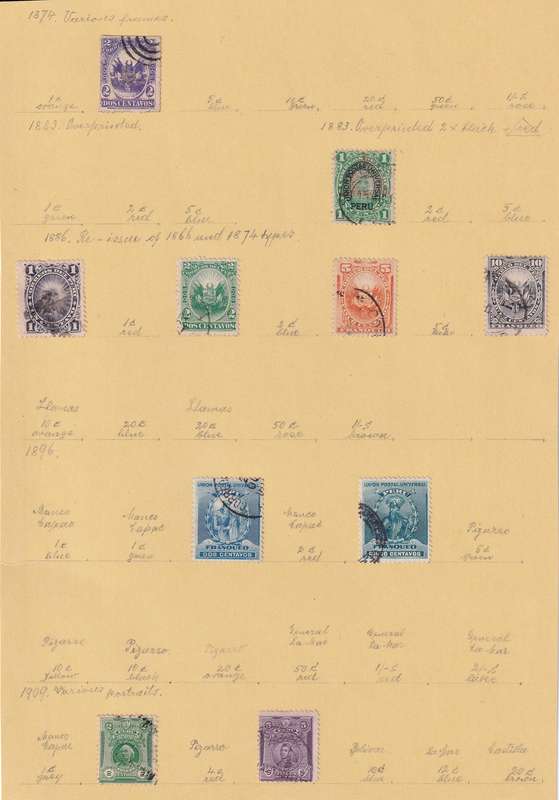 South America (Bolivia, Cuba, Dominica, Colombia,Peru) lot used on 11 scans (stamp adherence