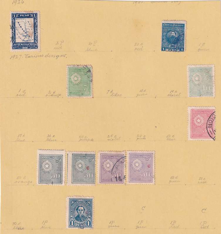 Central America ( Paraguay, Uruguay) sets & part sets, M/H & used ( 13 SCANS , some stamps adherence