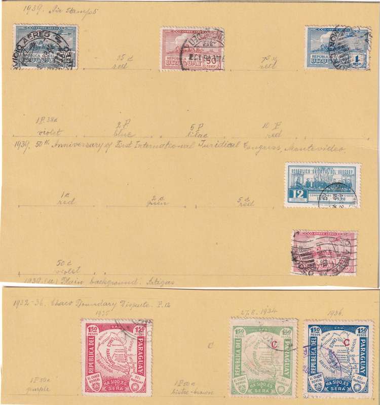Central America ( Paraguay, Uruguay) sets & part sets, M/H & used ( 13 SCANS , some stamps adherence
