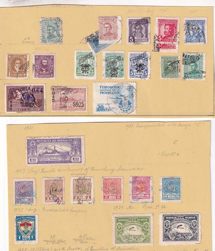 Central America ( Paraguay, Uruguay) sets & part sets, M/H & used ( 13 SCANS , some stamps adherence